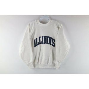 Vintage 70s Womens Medium University of Illinois Spell Out Sweatshirt White USA